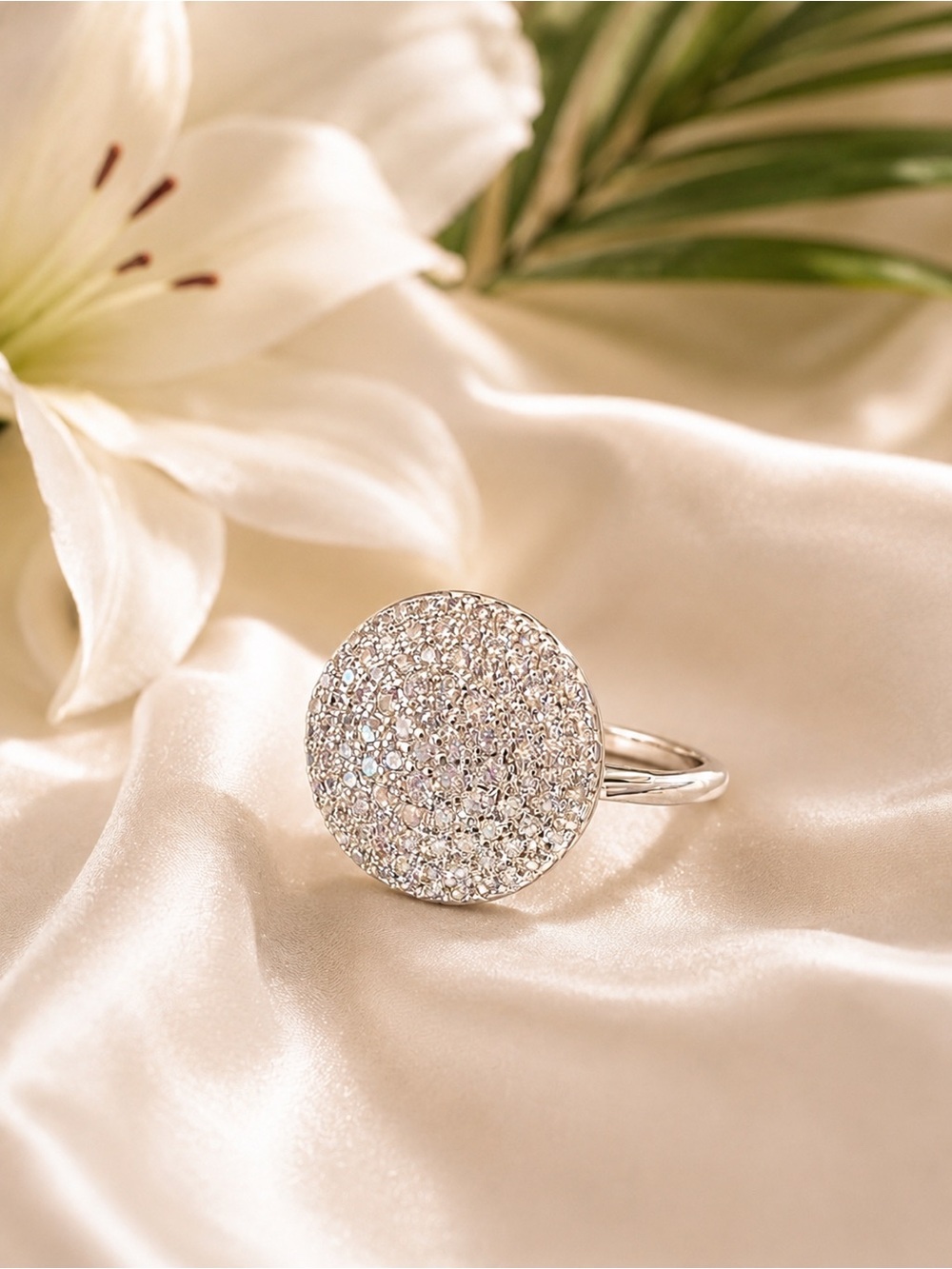 🇨🇦Canada Day Blowout Sale! Silver Pavé Disc Fashion Ring